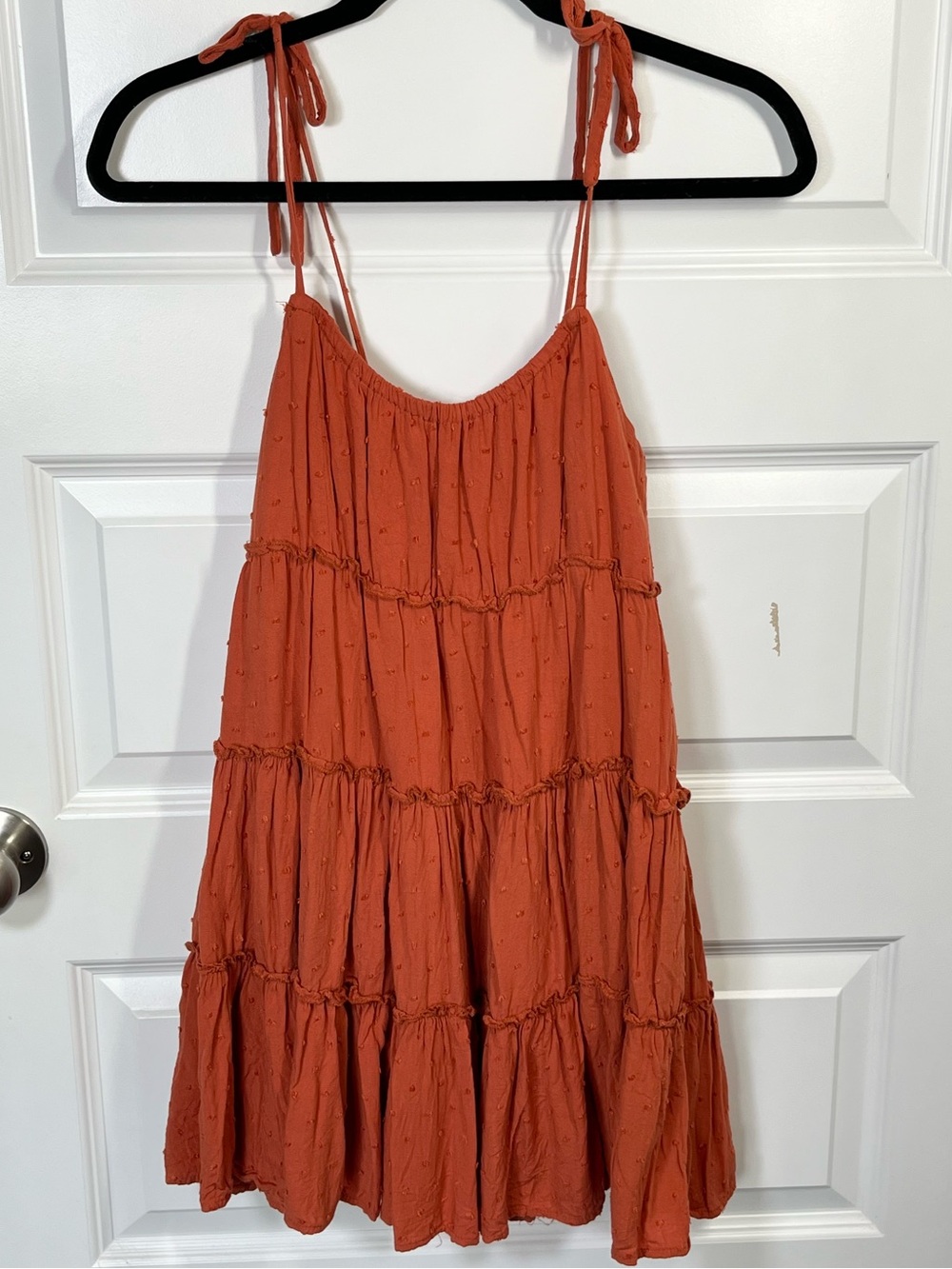RSQ Rust Textured Tier Tie Strap Mini Dress Medium